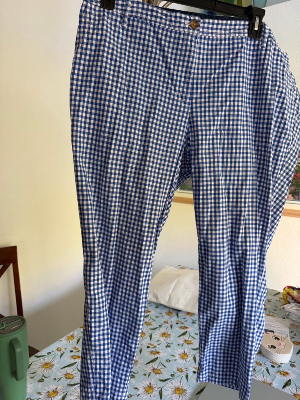 Talbots Blue and White Gingham Girlfriend Chino Pants